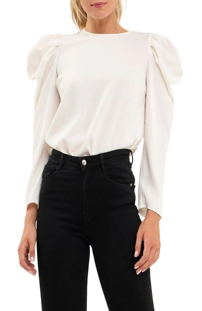 English Factory Puff Shoulder Top In White