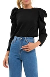 English Factory Puff Shoulder Top In Black