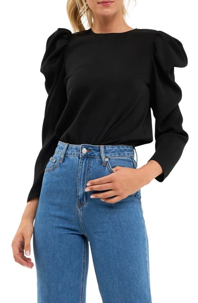 English Factory Puff Shoulder Top In Black