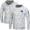 Colosseum Arctic Camo Michigan Wolverines Oht Military Appreciation Long Sleeve Hoodie Top In Arctic Camo