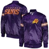 STARTER STARTER PURPLE PHOENIX SUNS PICK & ROLL SATIN FULL-SNAP VARSITY JACKET