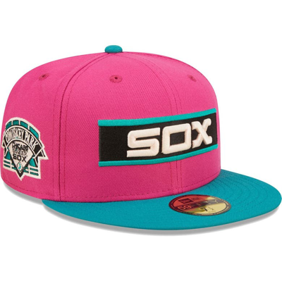 New Era Pink/green Chicago White Sox Cooperstown Collection Comiskey Park Passion Forest 59fifty Fit In Pink,green