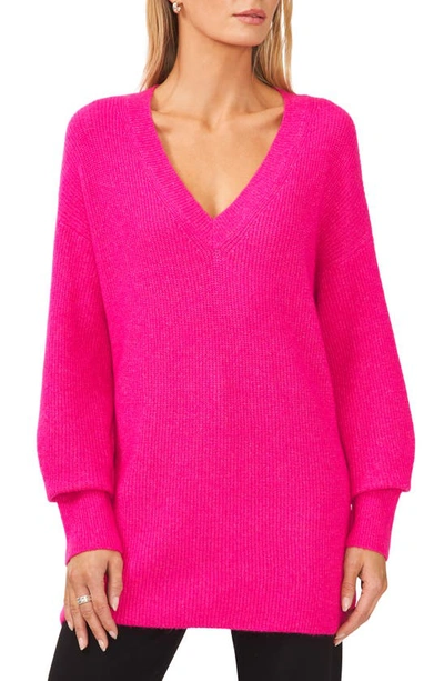 Halogen V-neck Tunic Sweater In Taffy Pink