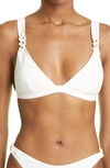 Stella Mccartney Falabella Chain-strap Triangle Bikini Top In Cream