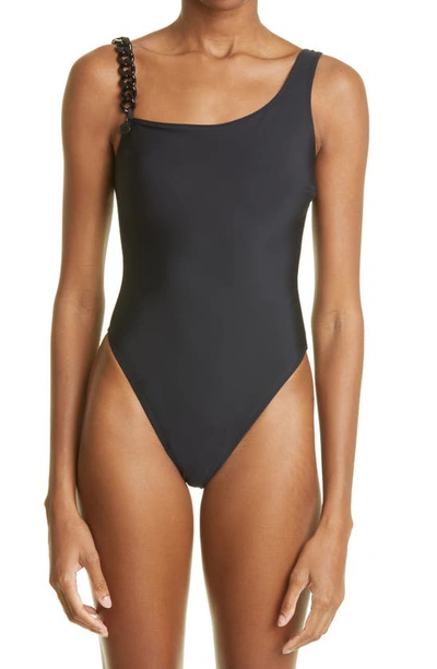 Stella Mccartney Falabella Chain Detail One-piece Swimsuit In Black