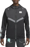 Nike Men's Windrunner D.y.e. Running Jacket In Black/ Iron Grey/ Light Menta