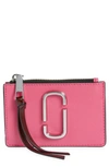 Marc Jacobs Colorblock Top Zip Card Case Wallet In Magenta Multi