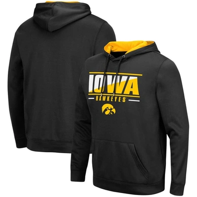 Colosseum Men's Black Iowa Hawkeyes Slash Stack 2.0 Pullover Hoodie