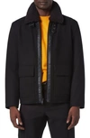 Andrew Marc Hudson Water Resistant Faux Shearling Trim Jacket In Black