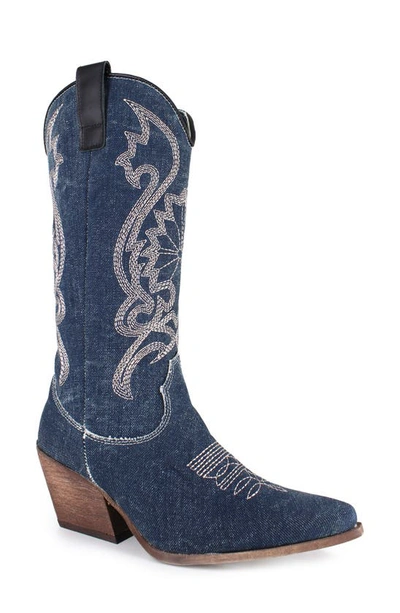 Zigi Rosary Western Boot In Blue Denim