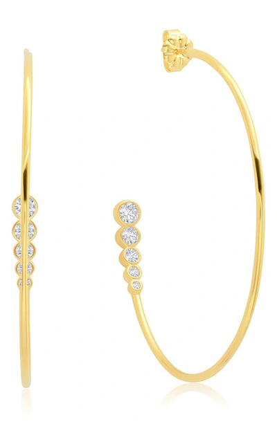 Crislu Graduated Bezel Hoop Earrings In Gold