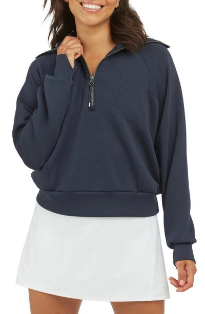 Spanx Airessentials Half Zip Sweatshirt In Classic Navy