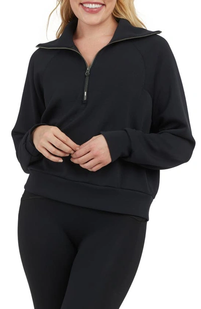 Spanx Airessentials Half-zip Jumper In Very Black