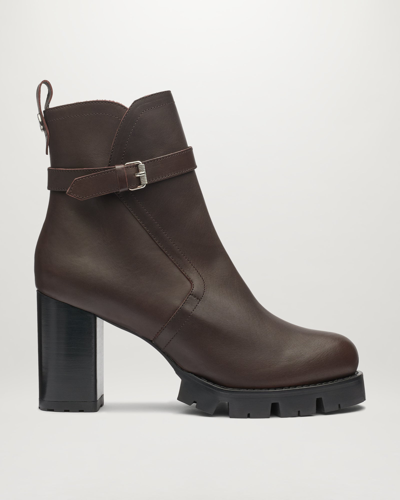 Belstaff Rebel Buckle Moto Ankle Boots In Tobacco