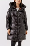 Save The Duck Ines Water Repellent Hooded Quilted Longline Puffer Coat In Black