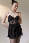 Urban Outfitters Uo Don't Let Go Sheer Lace Romper In Black