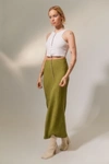 Urban Outfitters Uo Winona Crinkle Satin Maxi Skirt In Olive