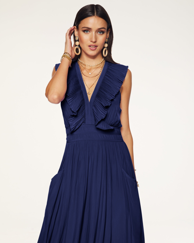 Ramy Brook Camden Ruffle Maxi Dress In Navy