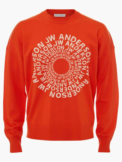 Jw Anderson Swirl-logo Crew Neck Jumper In Orange