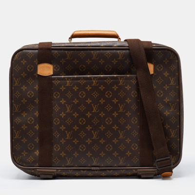 Pre-owned Louis Vuitton Monogram Canvas Satellite 53 Suitcase In Brown