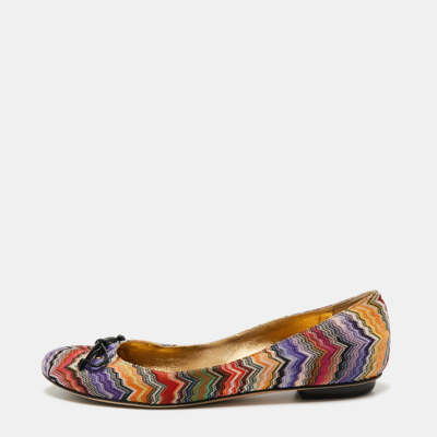 Pre-owned Missoni Multicolor Knit Fabric Ballet Flats Size 38.5