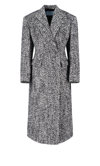 Prada Double-breasted Coat In Nero