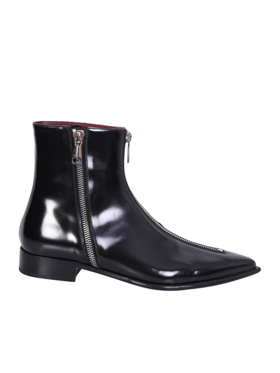 Dolce & Gabbana Leather Zip-detail Ankle Boots In Black