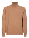 Lardini Camel High-neck Cashmere Pullover In Beige