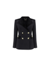Elisabetta Franchi Velvet Double Breasted Blazer In Nero