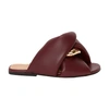 Jw Anderson Leeather Chain Twist Flat Sandals In Burgundy