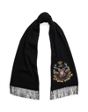 LAUREN RALPH LAUREN LAUREN RALPH LAUREN EMBROIDERED-CREST WOOL SCARF WOMAN SCARF BLACK SIZE - WOOL