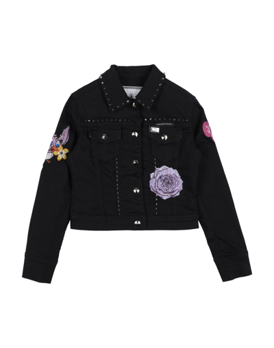 Philipp Plein Kids' Denim Outerwear In Black