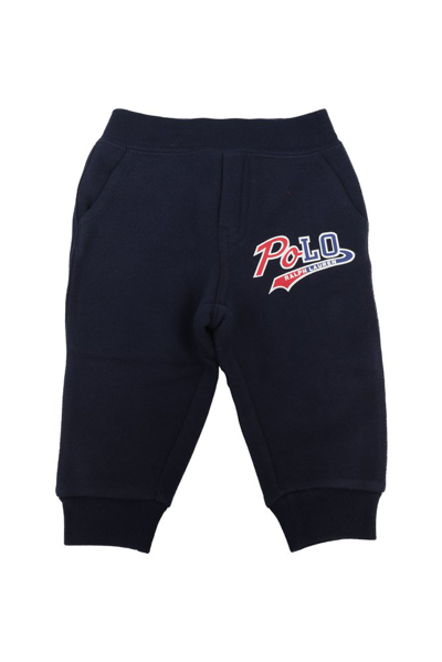 Ralph Lauren Kids Logo Printed Track Pants In Blue