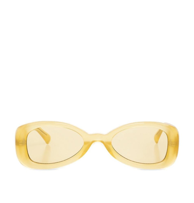 Linda Farrow X Dries Van Noten Arthur Rounded Frame Sunglasses In Yellow