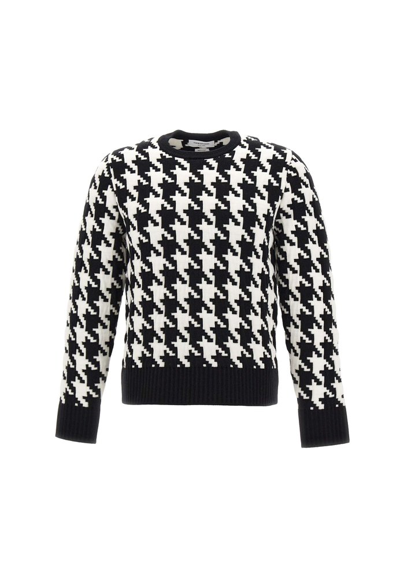 Thom Browne W-houndstooth Sweater Wool In Blk/wht