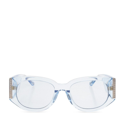 Linda Farrow X Sara Shakeel Debbie Rectangle Framed Sunglasses In Blue