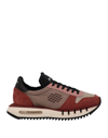 BEPOSITIVE BEPOSITIVE WOMAN SNEAKERS BRICK RED SIZE 8 SOFT LEATHER, TEXTILE FIBERS