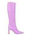 Liu •jo Squared Lh 01 High Heels Boots In Viola Leather In Purple