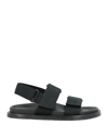 UMA WANG UMA WANG WOMAN SANDALS BLACK SIZE 6 TEXTILE FIBERS, CALFSKIN