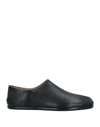 Maison Margiela Beige Leather Slip-on With Tabi Cut And Leather Sole For Men In Black
