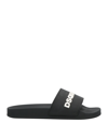 Dsquared2 Embossed Logo Black Slides Sandals In Black
