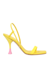 3juin Woman Sandals Yellow Size 6 Textile Fibers In Yellow