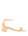 Stuart Weitzman Nudistcurve 35 Block Patent Leather Sandals In Orange