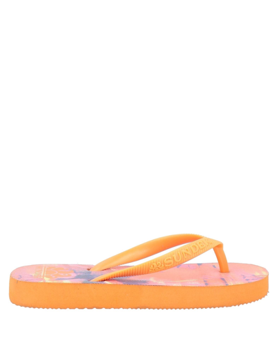 Sundek Kids' Toe Strap Sandals In Orange