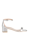 Stuart Weitzman Nudist Metallic Ankle-strap Sandals In Silver