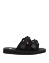 Moncler Logo-detail Touch-strap Sandals In Black
