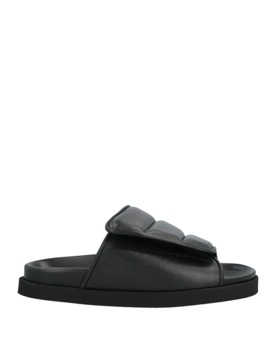 GIA BORGHINI GIA BORGHINI WOMAN SANDALS BLACK SIZE 8 SOFT LEATHER