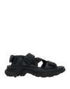 Alexander Mcqueen Tread-sole Leather And Webbing Sandals In Black