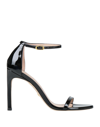 Stuart Weitzman Nudistcurve 100 Sandals In Black Patent Leather In Black