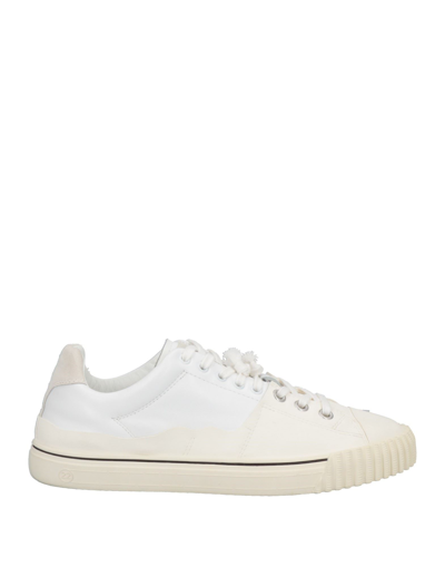 MAISON MARGIELA MAISON MARGIELA MAN SNEAKERS WHITE SIZE 9 LEATHER, RUBBER